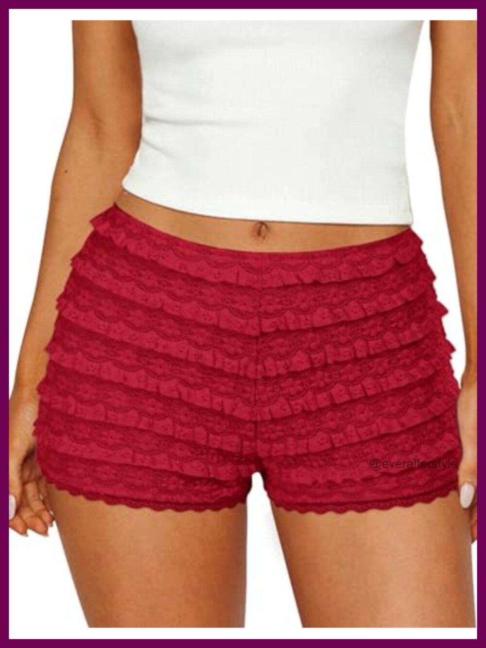 FOMELY Women's Ruffle Lace Bloomers Y2K Mini Shorts with Liner Low Rise